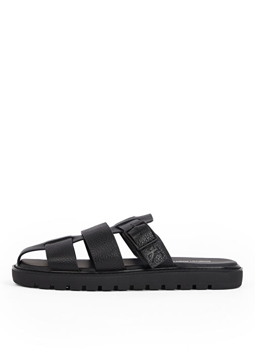 Calvin Klein Siyah Erkek Deri Terlik SQ MOLDED SANDAL FISHERMAN - Görsel 3
