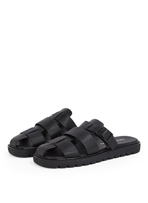 Calvin Klein Siyah Erkek Deri Terlik SQ MOLDED SANDAL FISHERMAN - Görsel 4