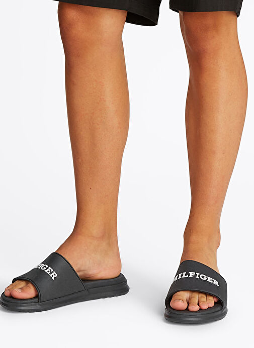 Tommy Hilfiger Siyah Erkek Plaj Terliği DUAL DENSITY HILFIGER POOL SLIDE - Görsel 7