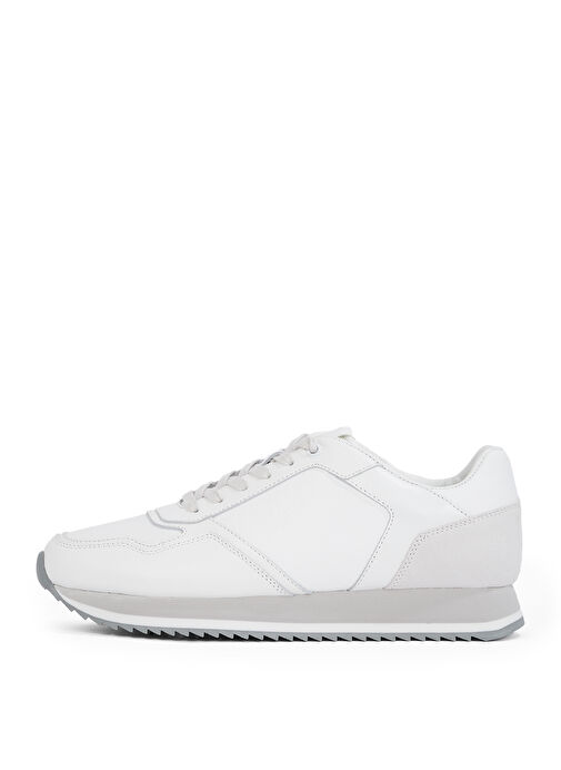 Calvin Klein Beyaz Erkek Deri Sneaker LOW TOP LACE UP LTH MONO - Görsel 3