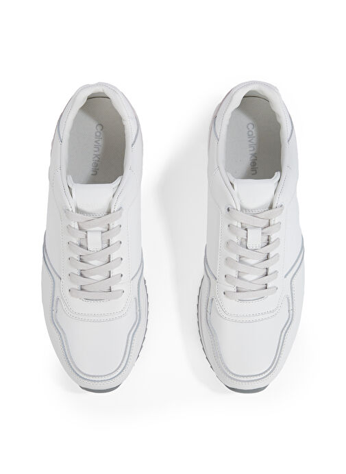 Calvin Klein Beyaz Erkek Deri Sneaker LOW TOP LACE UP LTH MONO - Görsel 5