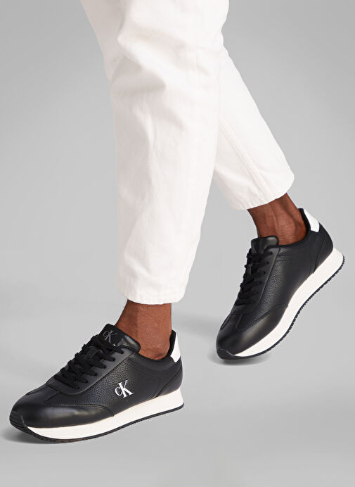 Calvin Klein Siyah Erkek Deri Sneaker RUNNER LACEUP TC - Görsel 6