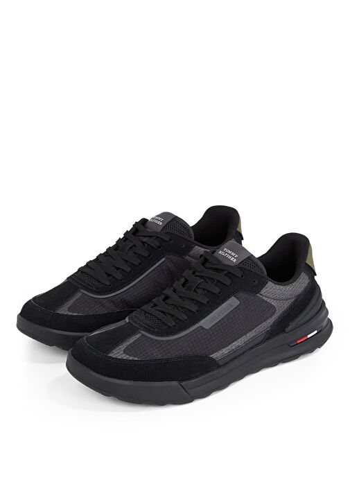 Tommy Hilfiger Siyah Erkek Deri Sneaker RETRO RUNNER SEASONAL - Görsel 4
