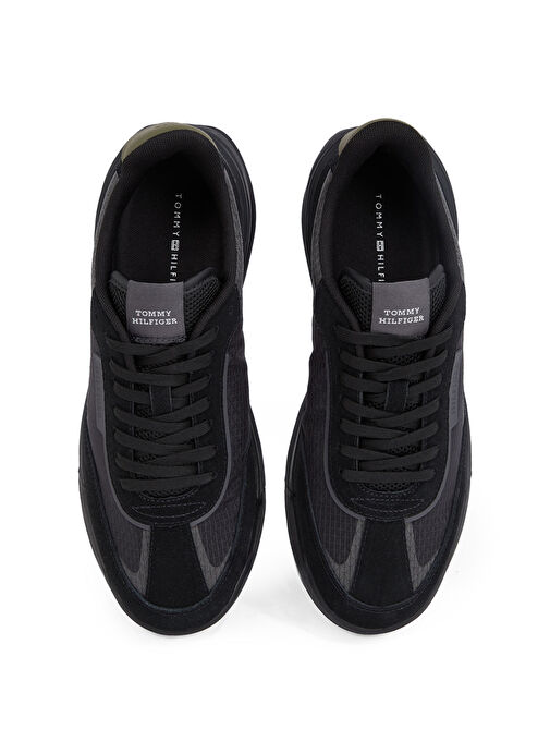 Tommy Hilfiger Siyah Erkek Deri Sneaker RETRO RUNNER SEASONAL - Görsel 5