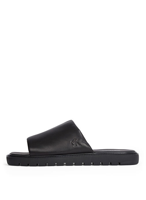 Calvin Klein Siyah Erkek Deri Terlik SQ MOLDED SANDAL SLIDE LTH - Görsel 3