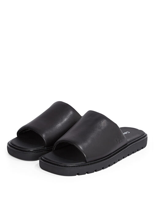 Calvin Klein Siyah Erkek Deri Terlik SQ MOLDED SANDAL SLIDE LTH - Görsel 4