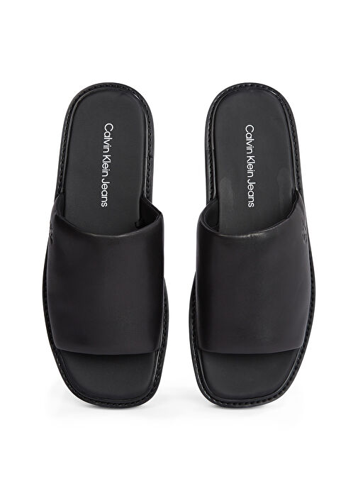 Calvin Klein Siyah Erkek Deri Terlik SQ MOLDED SANDAL SLIDE LTH - Görsel 5