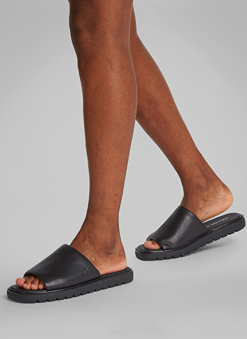 Calvin Klein Siyah Erkek Deri Terlik SQ MOLDED SANDAL SLIDE LTH - Görsel 7
