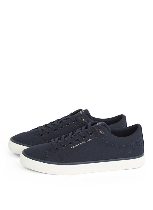 Tommy Hilfiger Lacivert Erkek Sneaker TH HI VULC LOW CORE CANVAS - Görsel 4
