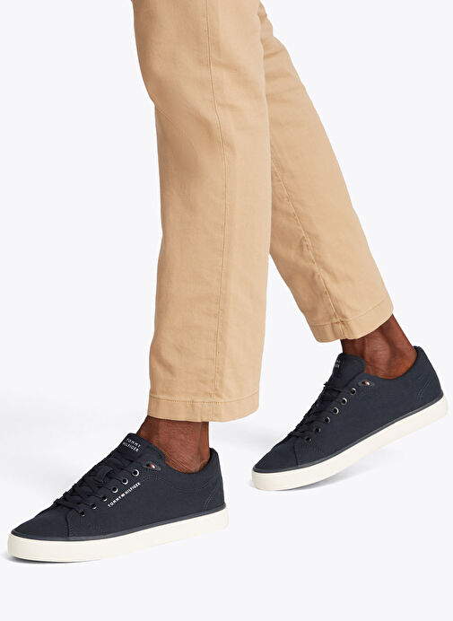 Tommy Hilfiger Lacivert Erkek Sneaker TH HI VULC LOW CORE CANVAS - Görsel 7