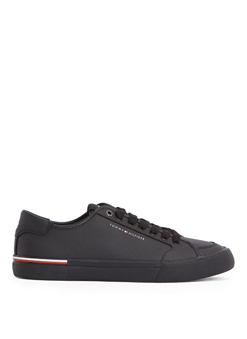 Tommy Hilfiger Siyah Erkek Sneaker CORE CORPORATE VULC LEATHER - Görsel 2