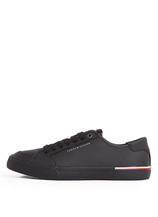 Tommy Hilfiger Siyah Erkek Sneaker CORE CORPORATE VULC LEATHER - Görsel 3