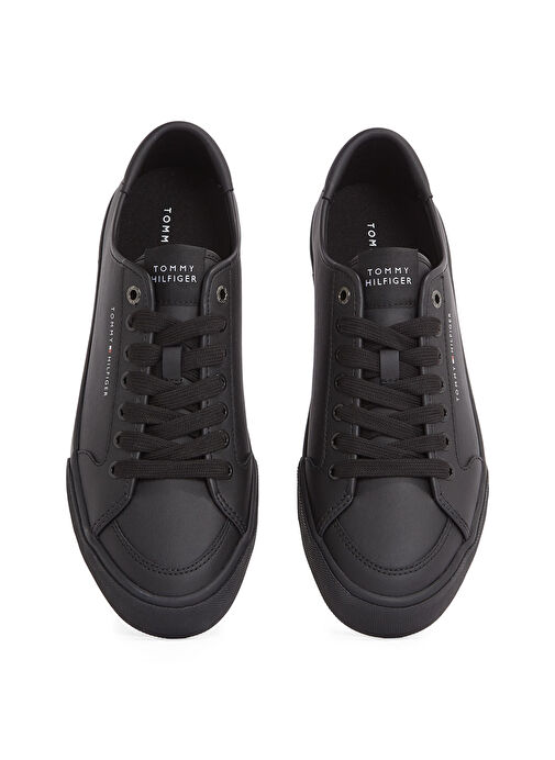 Tommy Hilfiger Siyah Erkek Sneaker CORE CORPORATE VULC LEATHER - Görsel 5