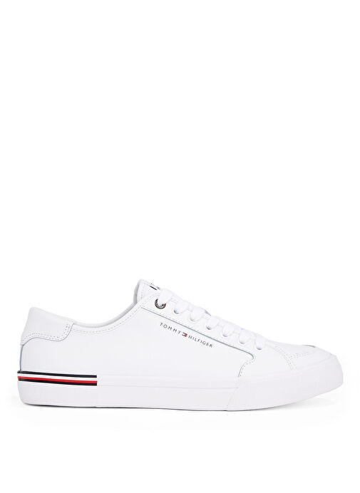 Tommy Hilfiger Beyaz Erkek Sneaker CORE CORPORATE VULC LEATHER - Görsel 2