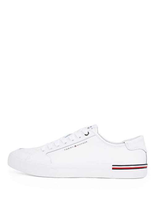 Tommy Hilfiger Beyaz Erkek Sneaker CORE CORPORATE VULC LEATHER - Görsel 3