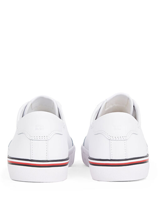 Tommy Hilfiger Beyaz Erkek Sneaker CORE CORPORATE VULC LEATHER - Görsel 6