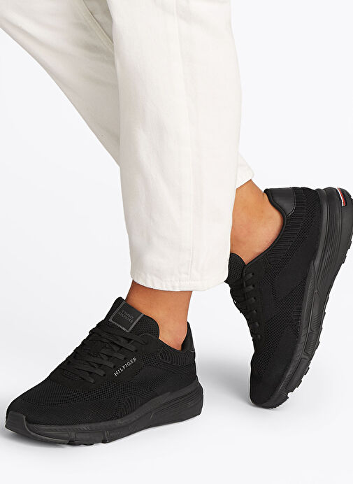 Tommy Hilfiger Siyah Erkek Sneaker LIGHTWEIGHT RWB KNIT - Görsel 7