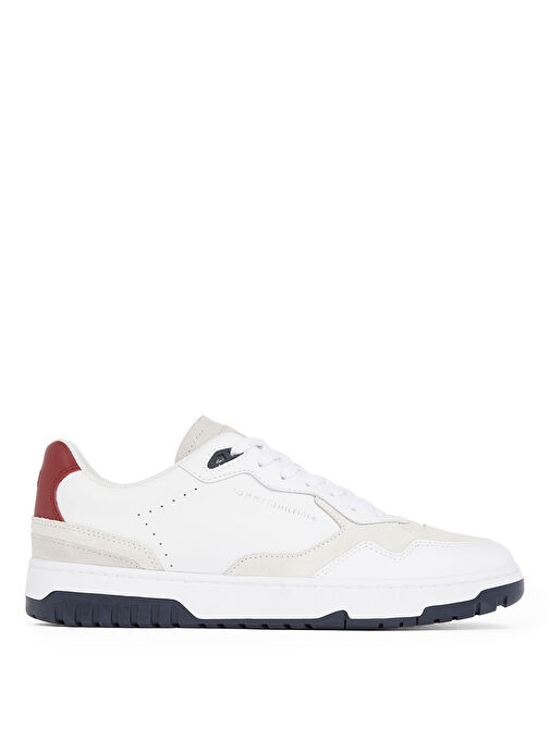 Tommy Hilfiger Beyaz Erkek Deri Sneaker TH BASKET BETTER RWB LTH - Görsel 2