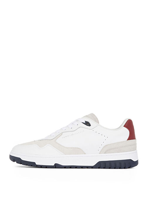 Tommy Hilfiger Beyaz Erkek Deri Sneaker TH BASKET BETTER RWB LTH - Görsel 3