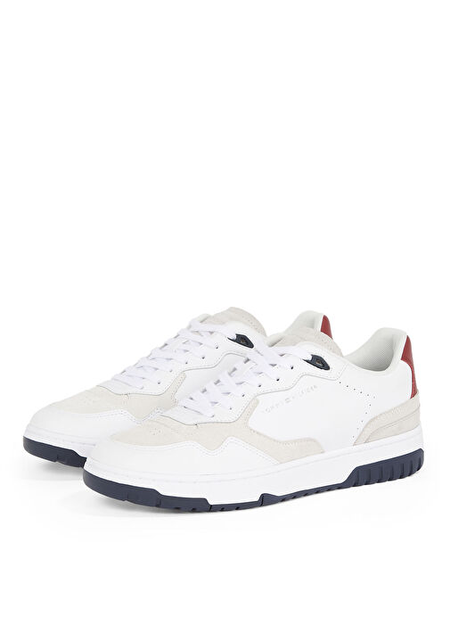Tommy Hilfiger Beyaz Erkek Deri Sneaker TH BASKET BETTER RWB LTH - Görsel 4