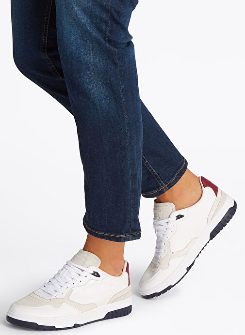 Tommy Hilfiger Beyaz Erkek Deri Sneaker TH BASKET BETTER RWB LTH - Görsel 7