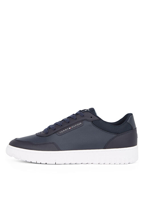 Tommy Hilfiger Lacivert Erkek Sneaker TH BASKET CORE LTH PINPERF - Görsel 3