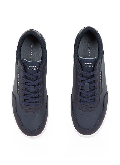 Tommy Hilfiger Lacivert Erkek Sneaker TH BASKET CORE LTH PINPERF - Görsel 5