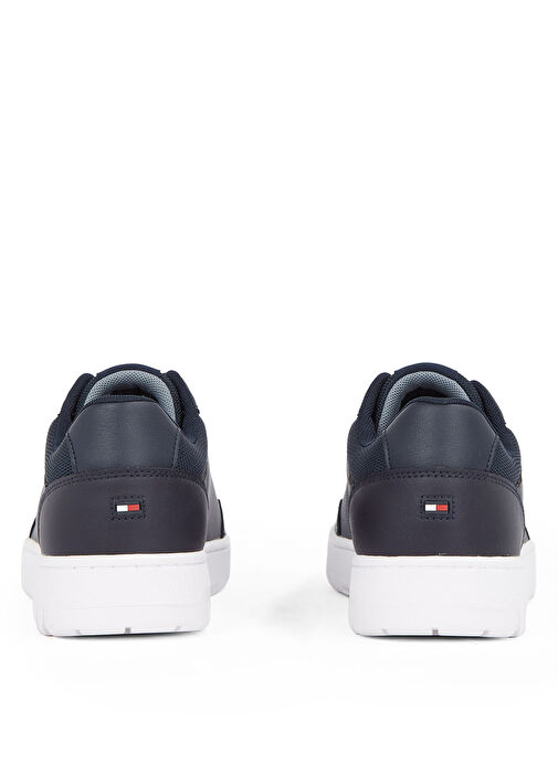 Tommy Hilfiger Lacivert Erkek Sneaker TH BASKET CORE LTH PINPERF - Görsel 6