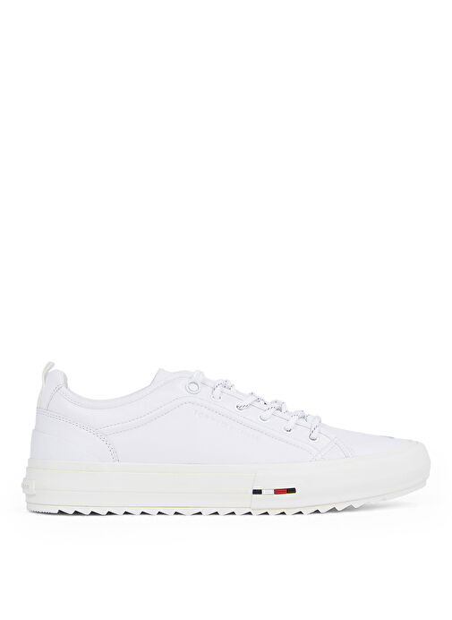 Tommy Hilfiger Beyaz Erkek Deri Sneaker TH HI VULC CLEAT LOW LTH - Görsel 2