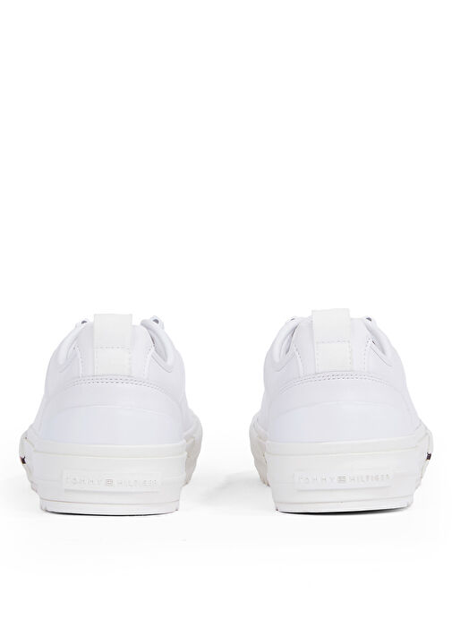 Tommy Hilfiger Beyaz Erkek Deri Sneaker TH HI VULC CLEAT LOW LTH - Görsel 6