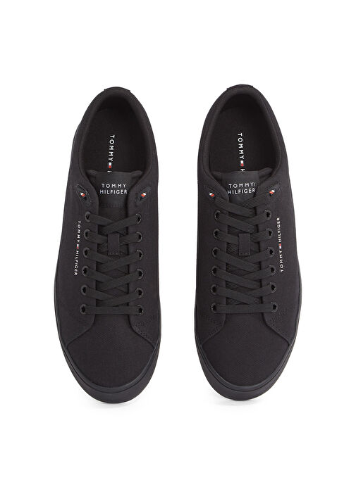 Tommy Hilfiger Siyah Erkek Sneaker TH HI VULC LOW CORE CANVAS - Görsel 5