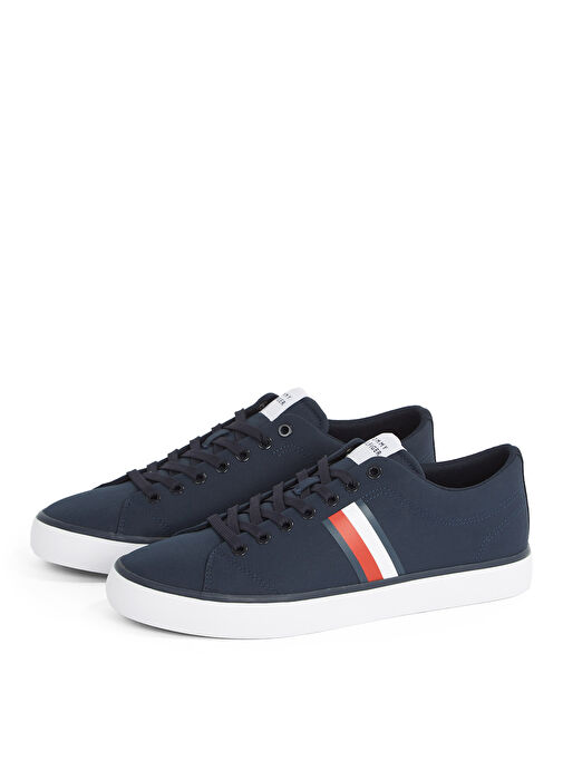 Tommy Hilfiger Lacivert Erkek Sneaker TH HI VULC LOW CORE STRIPES MESH - Görsel 4
