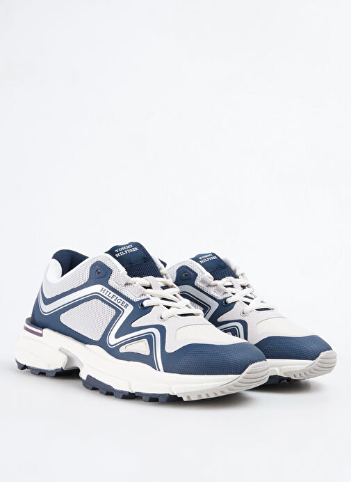 Tommy Hilfiger Tommy Hilfiger Beyaz Lacivert Beyaz Erkek PU Sneaker RUNNER TECH KNIT LTH MIX | Boyner Beyaz Lacivert - 3. görsel