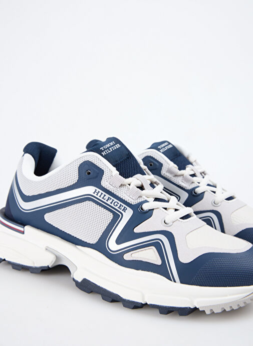 Tommy Hilfiger Tommy Hilfiger Beyaz Lacivert Beyaz Erkek PU Sneaker RUNNER TECH KNIT LTH MIX | Boyner Beyaz Lacivert - 6. görsel