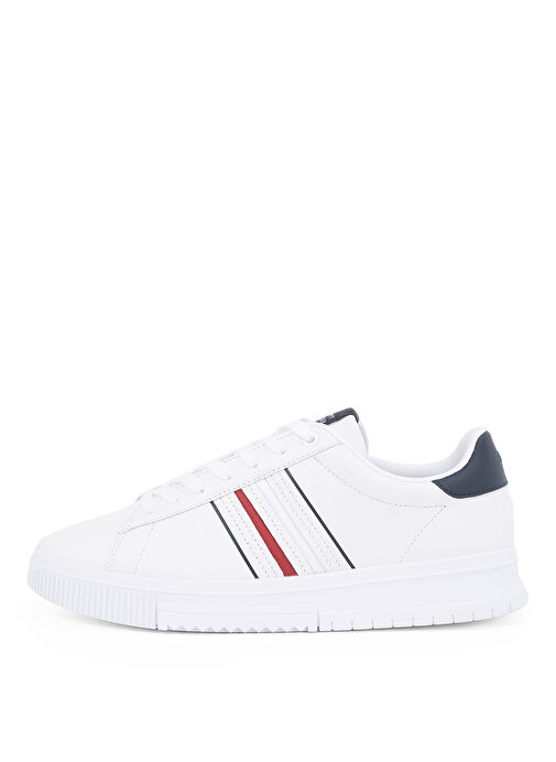 Tommy Hilfiger Beyaz Erkek Deri Sneaker MODERN CUPSOLE STRIPES LTH - Görsel 3