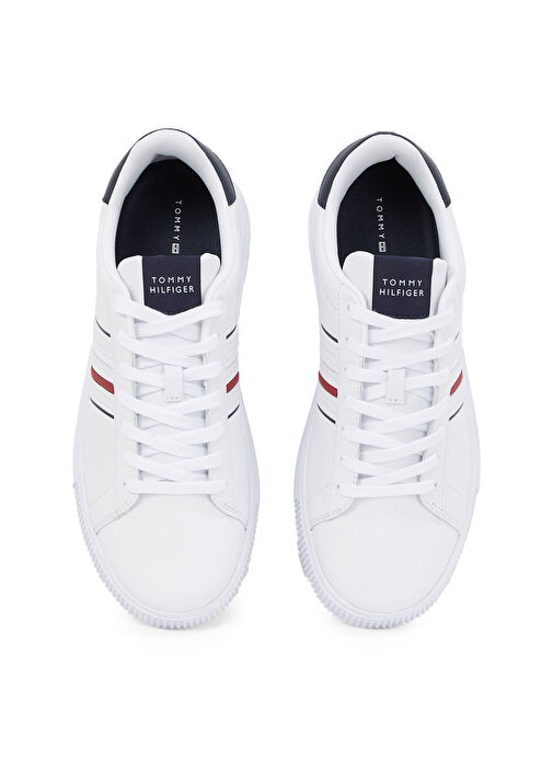 Tommy Hilfiger Beyaz Erkek Deri Sneaker MODERN CUPSOLE STRIPES LTH - Görsel 5