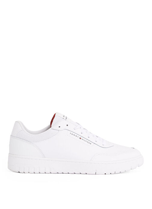 Tommy Hilfiger Beyaz Erkek Sneaker TH BASKET CORE LTH PINPERF - Görsel 2