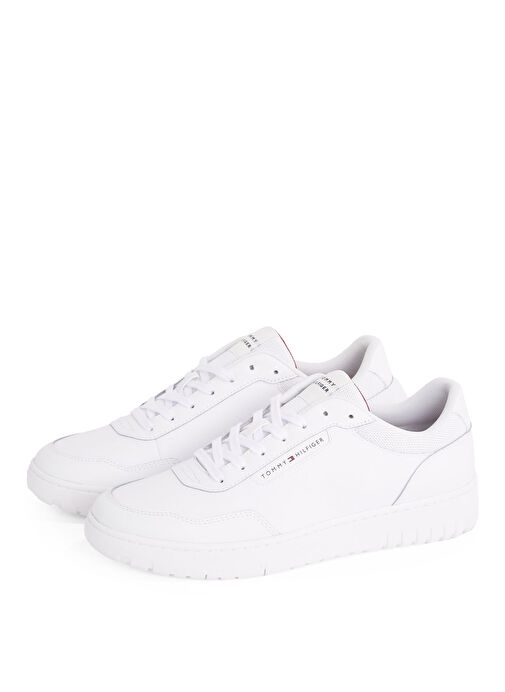 Tommy Hilfiger Beyaz Erkek Sneaker TH BASKET CORE LTH PINPERF - Görsel 4