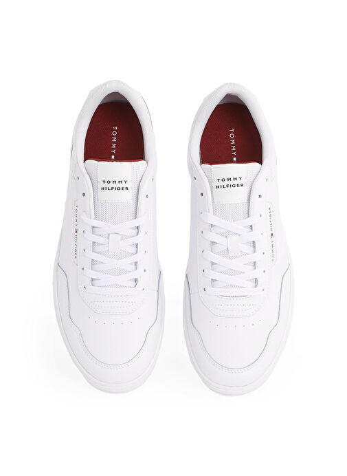 Tommy Hilfiger Beyaz Erkek Sneaker TH BASKET CORE LTH PINPERF - Görsel 5