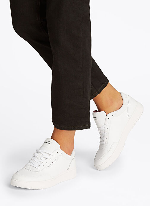 Tommy Hilfiger Beyaz Erkek Sneaker TH BASKET CORE LTH PINPERF - Görsel 7