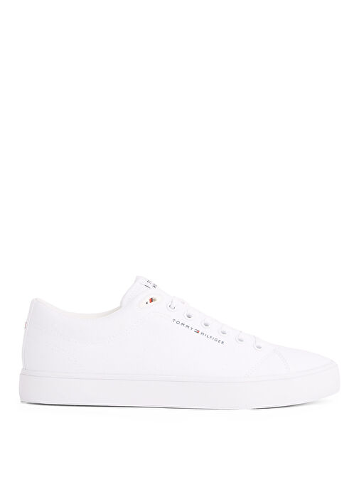 Tommy Hilfiger Beyaz Erkek Sneaker TH HI VULC LOW CORE CANVAS - Görsel 2