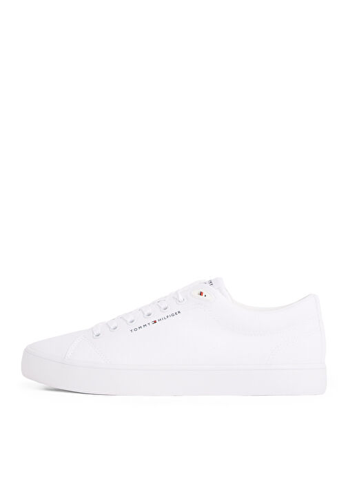 Tommy Hilfiger Beyaz Erkek Sneaker TH HI VULC LOW CORE CANVAS - Görsel 3