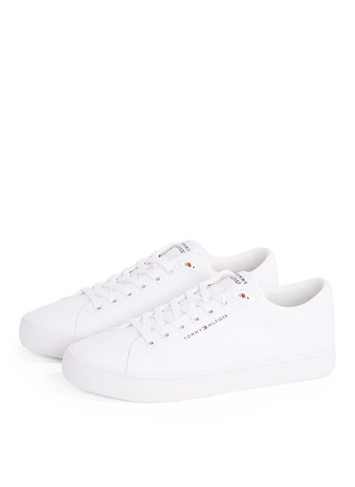 Tommy Hilfiger Beyaz Erkek Sneaker TH HI VULC LOW CORE CANVAS - Görsel 4