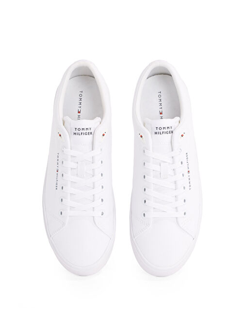 Tommy Hilfiger Beyaz Erkek Sneaker TH HI VULC LOW CORE CANVAS - Görsel 5