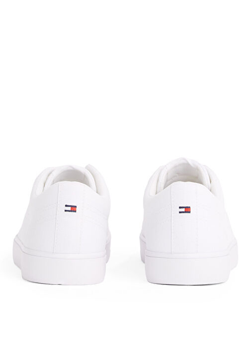 Tommy Hilfiger Beyaz Erkek Sneaker TH HI VULC LOW CORE CANVAS - Görsel 6