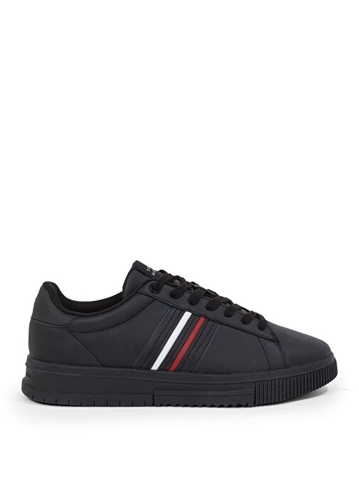 Tommy Hilfiger Siyah Erkek Deri Sneaker MODERN CUPSOLE STRIPES LTH - Görsel 2