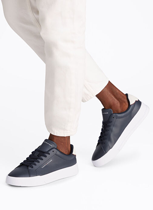 Tommy Hilfiger Lacivert Erkek Sneaker TH COURT LTH DETAIL ESS - Görsel 7