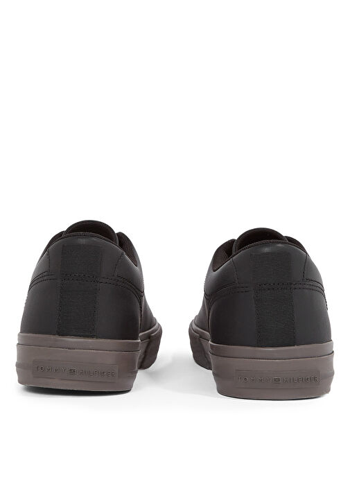 Tommy Hilfiger Siyah Erkek Deri Sneaker TH HI VULC STREET LOW RWB LTH - Görsel 6