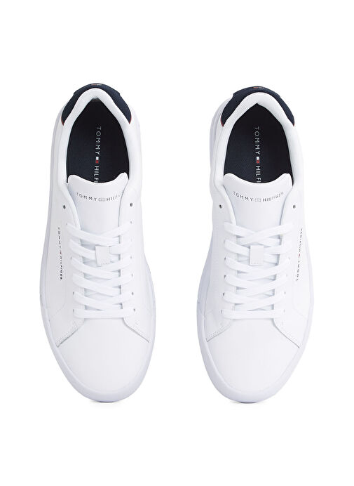 Tommy Hilfiger Beyaz Erkek Sneaker TH COURT LTH DETAIL ESS - Görsel 5