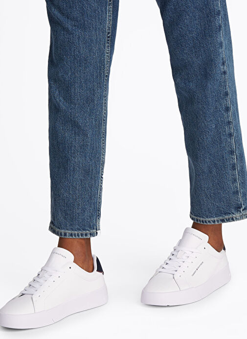 Tommy Hilfiger Beyaz Erkek Sneaker TH COURT LTH DETAIL ESS - Görsel 7